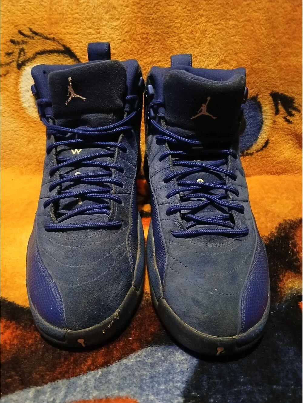 Jordan Retro 12 Blue Suede Men's Basketball Shoes Size 10